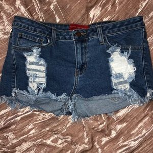Ripped Blue Jean Shorts